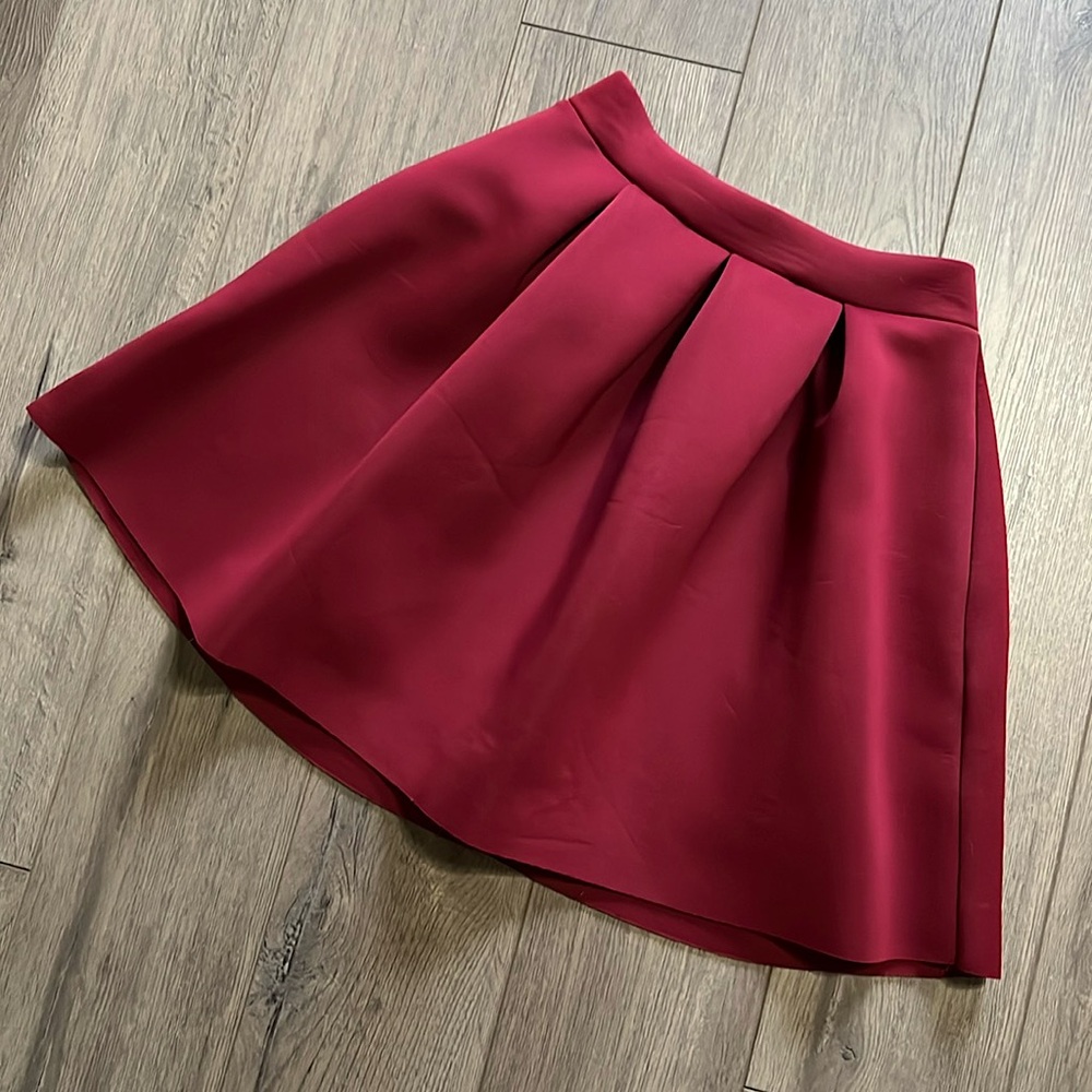 Charlotte Russe Red Scuba Pleated Skirt